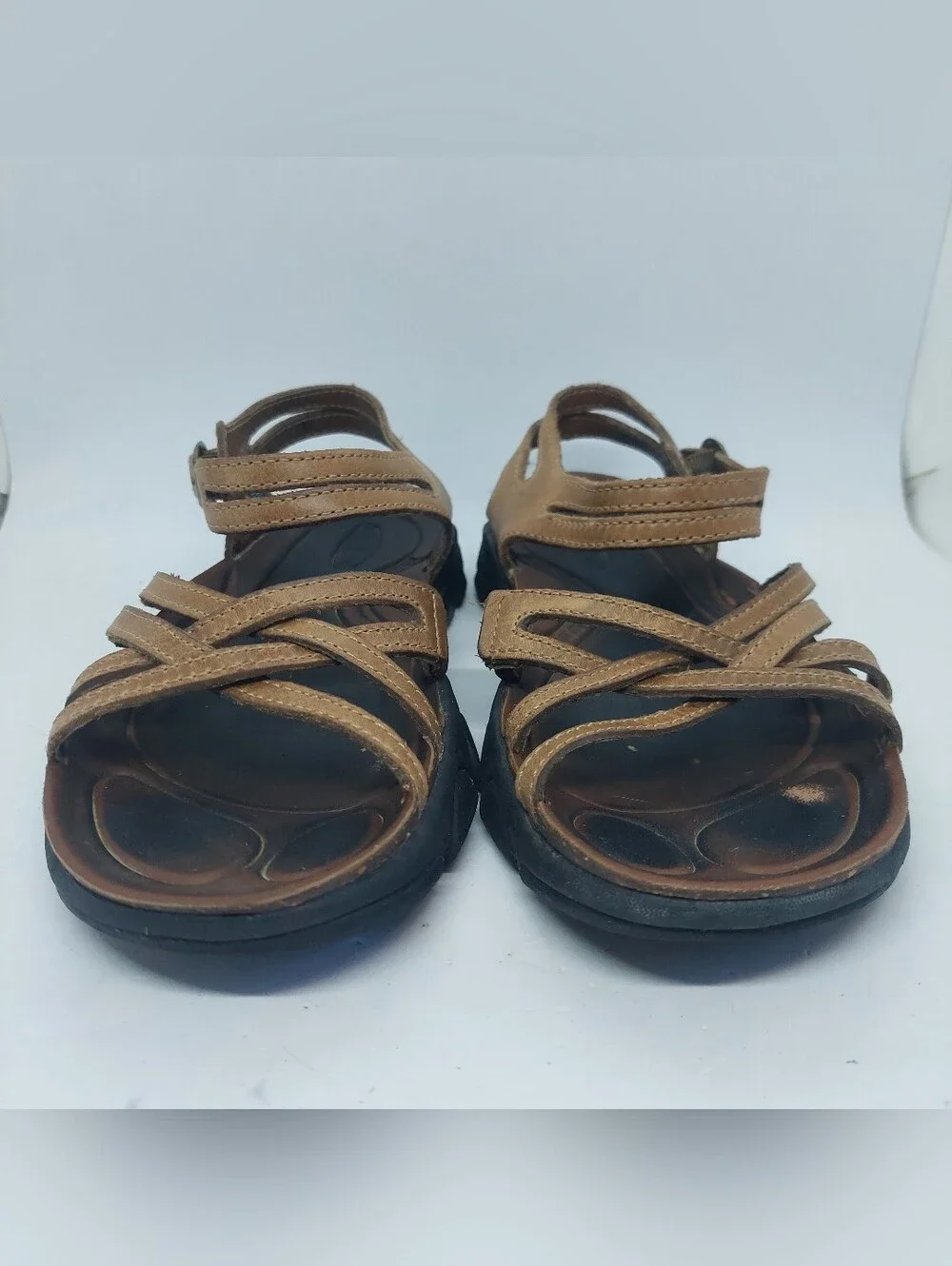 Keen Naples Brown Tan Leather Sandals Strappy Fisherman Womens Size 6.5